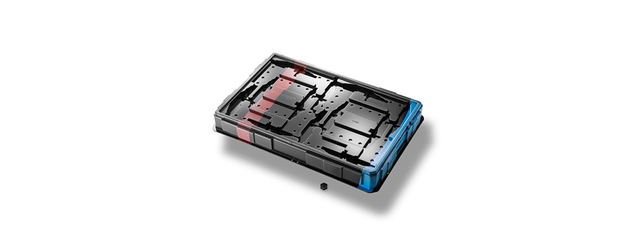 Kunststoff Tray mit Farbstreifen im Thermoformen