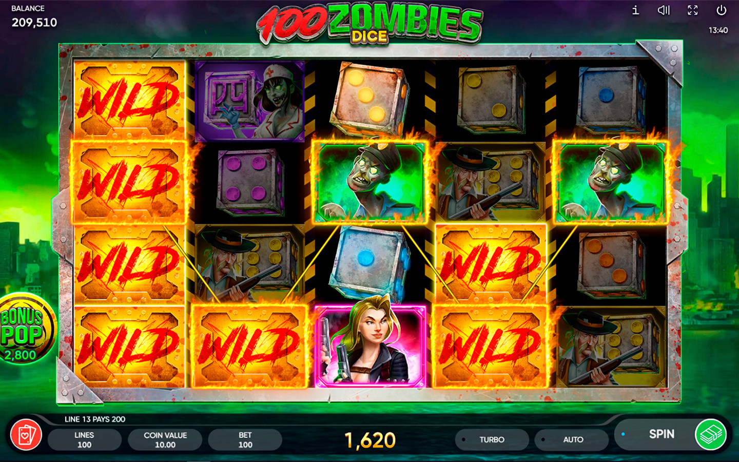 100 Zombies Dice – play free demo | GamblingShot