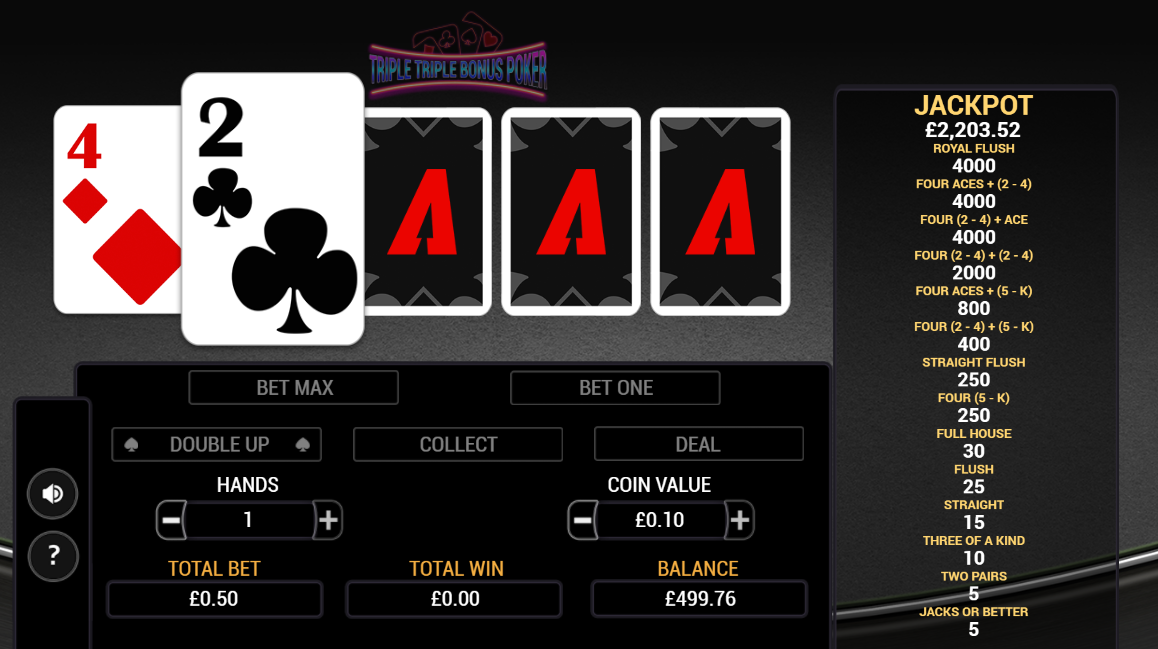 Triple Triple Bonus Poker – грати безкоштовно в демо | GamblingShot