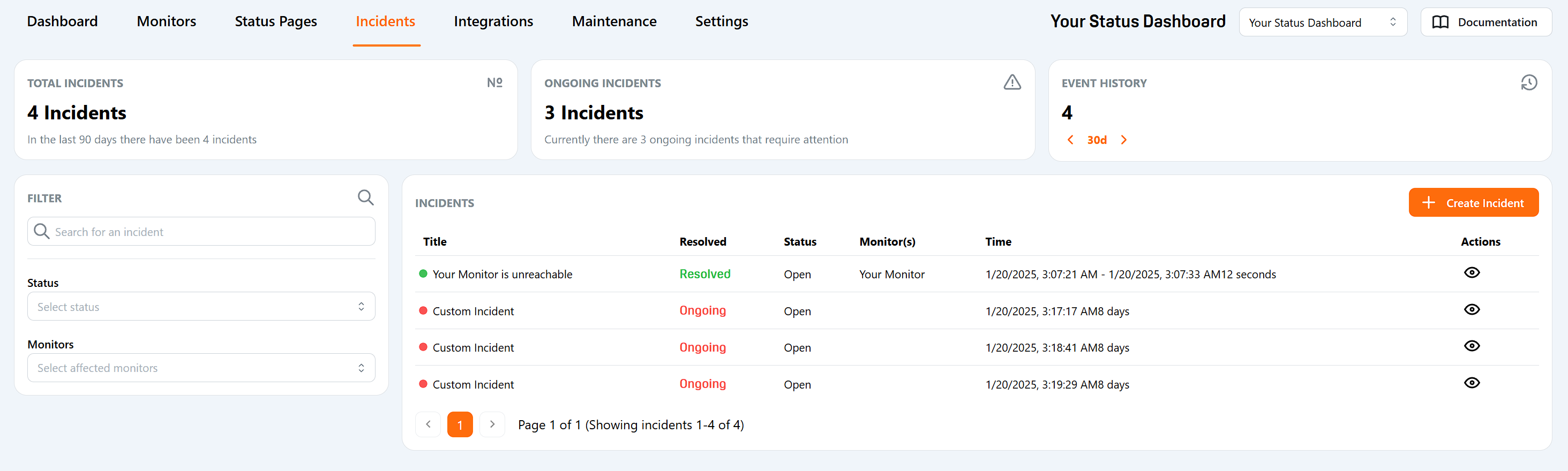 Incidents Overview