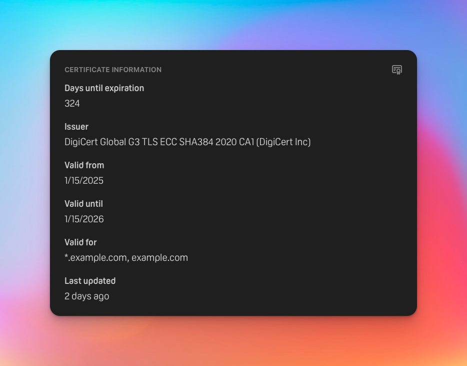 SSL Certificate Information 