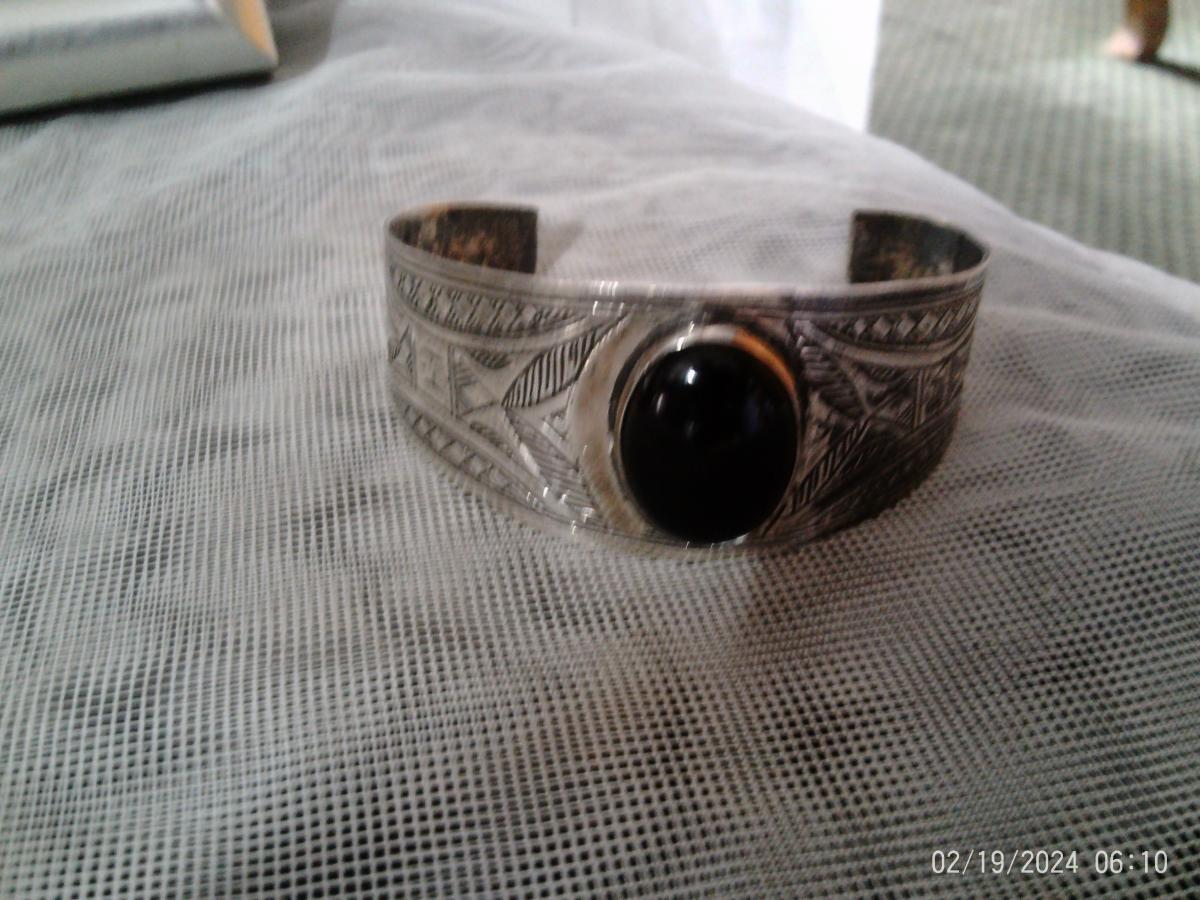 925Silber Armspange graviert 1960-70