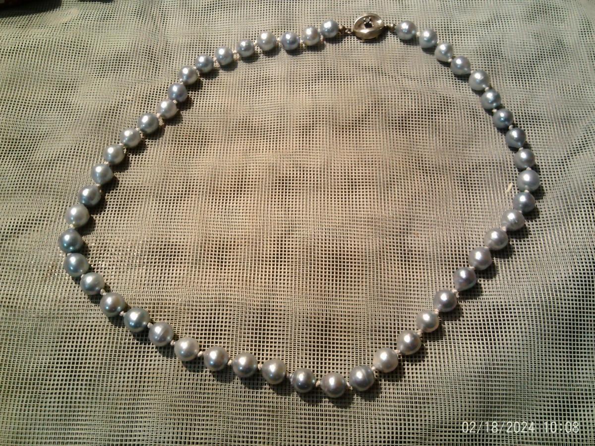 Blue Akayo SilverPerlen SaphirDamenkette