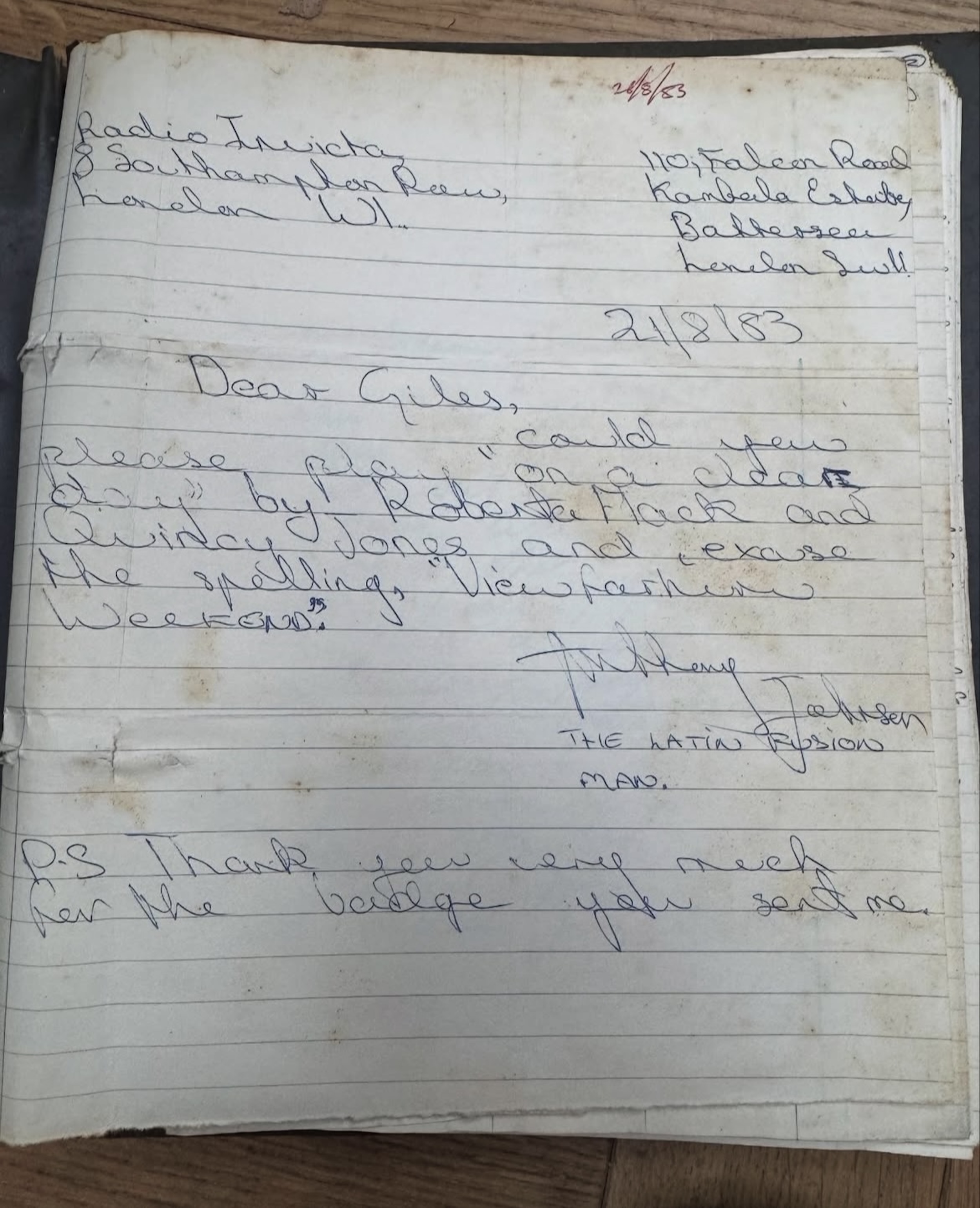 Letters From Listeners During the Radio Invicta Years