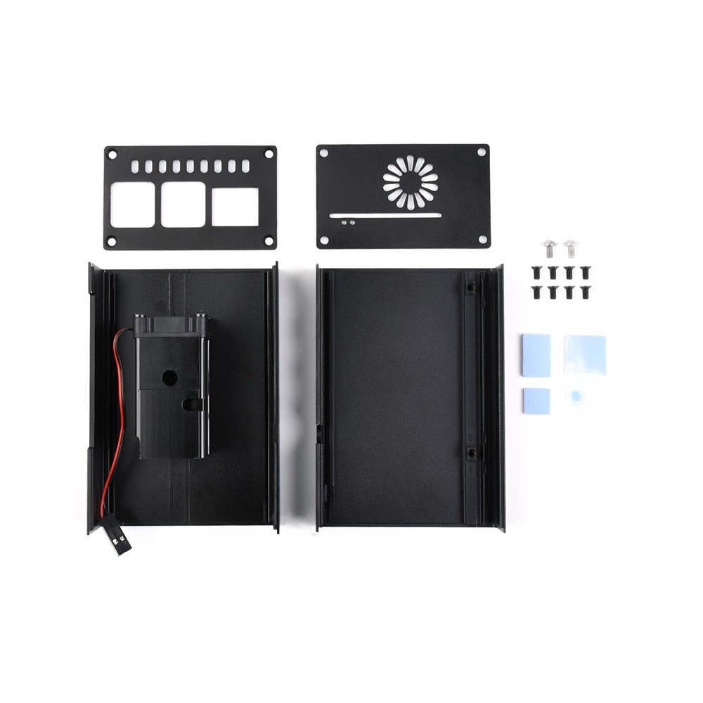 Stripe Aluminum Cooling Case for Raspberry Pi 4, Built-In Active Radiator with Fins