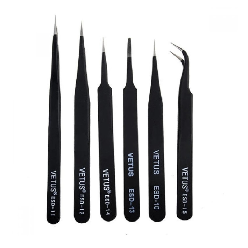 Anti-Static Tweezers 6pcs Set Vetus ESD