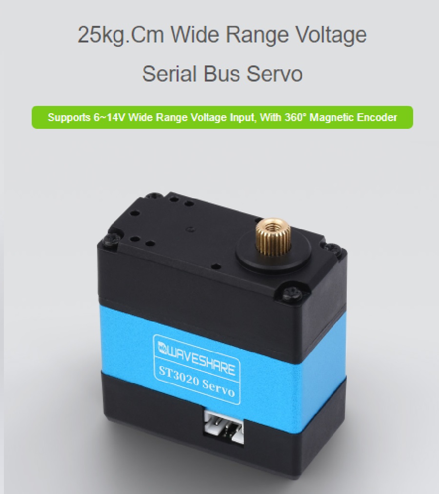 Waveshare 25kg.cm Wide Range Voltage Serial Bus Servo, High Precision And Large Torque, With Programmable 360 Degrees Magnetic Encoder