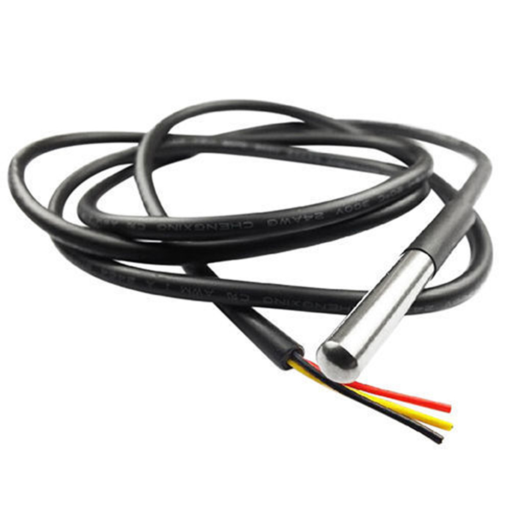 DS18B20 Water Proof Temperature Probe – Black (1m) Original Chip