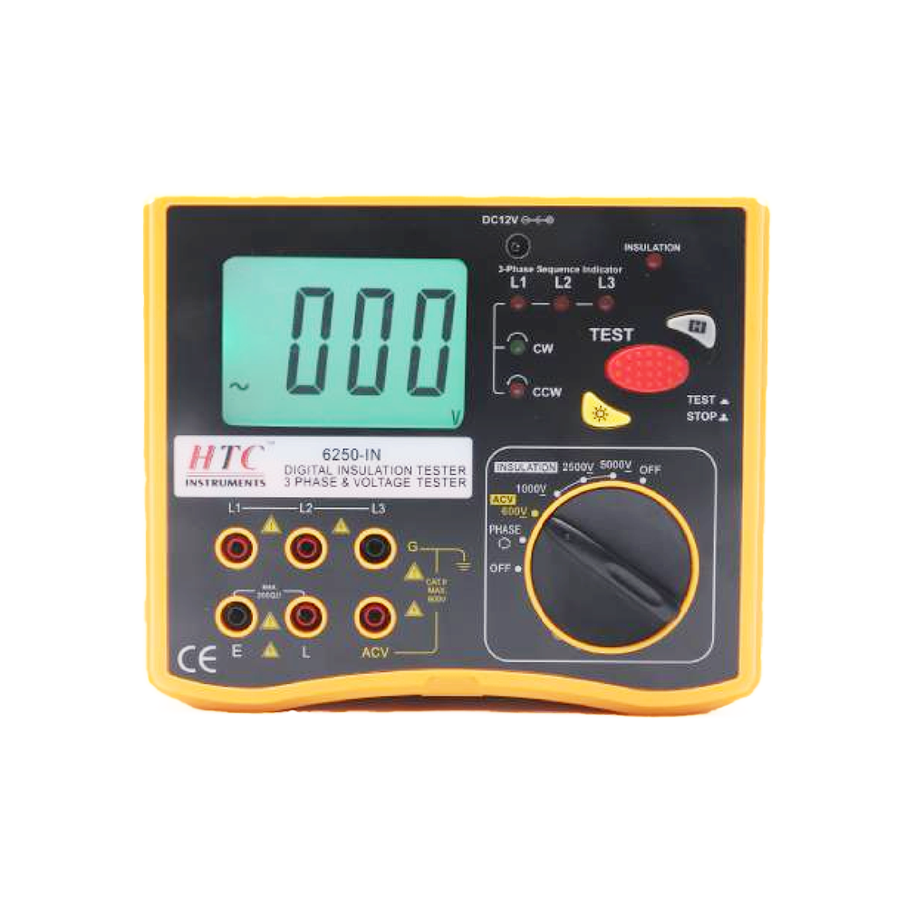 HTC 6250 IN 5kV-200G Digital Insulation Tester,3 in 1 Insulation Resistance, Phase Testing & Voltage Testing