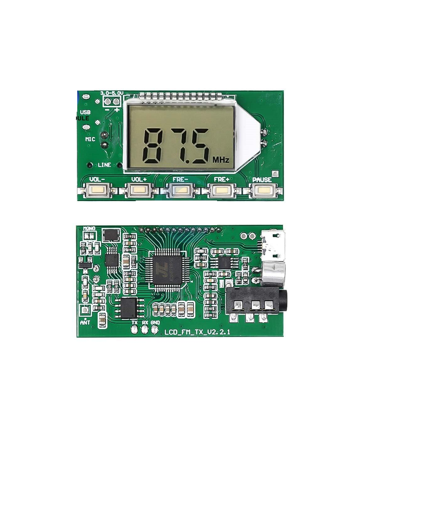 DSP PLL 87-108Mhz Stereo FM Transmitter Module Digital LCD Display Wireless Microphone Board Multi-function Frequency Modulation