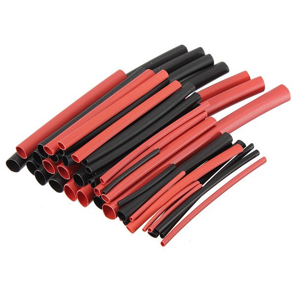 A Set of 150mm Long Heat Shrink Sleeve (1mm to 5mm) Red and Black Industrial Grade WOER (HST)