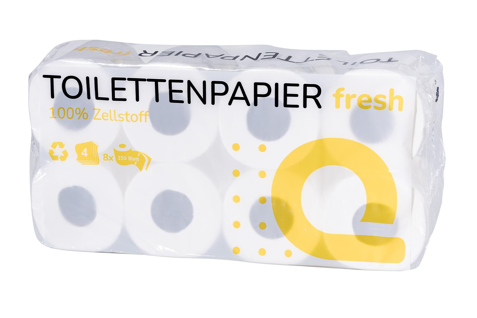 Toilettenpapier Kleinrolle, 4-lagig, 150 Blatt, Zellulose