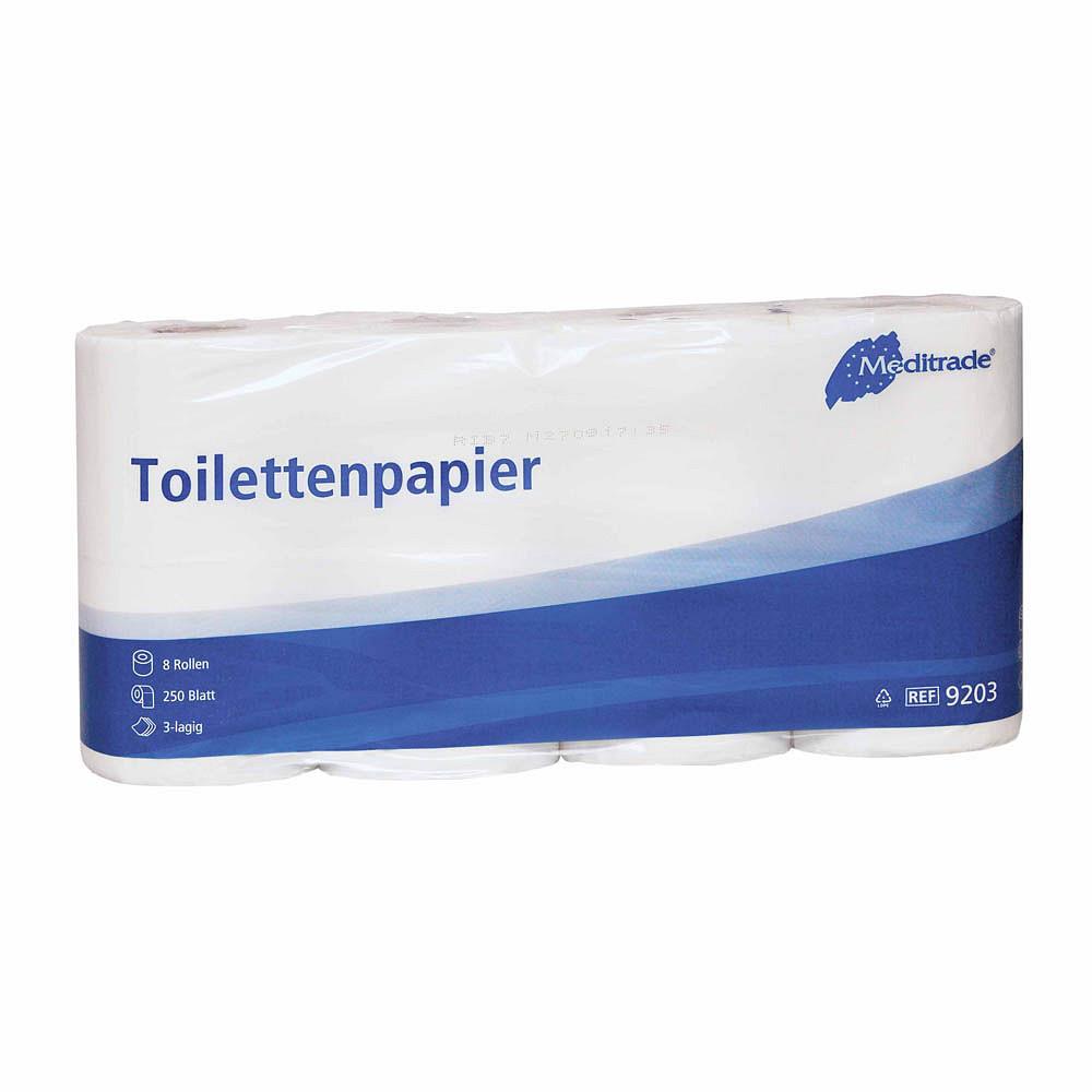 Toilettenpapier Kleinrolle, 3-lagig, 250 Blatt, Zellulose
