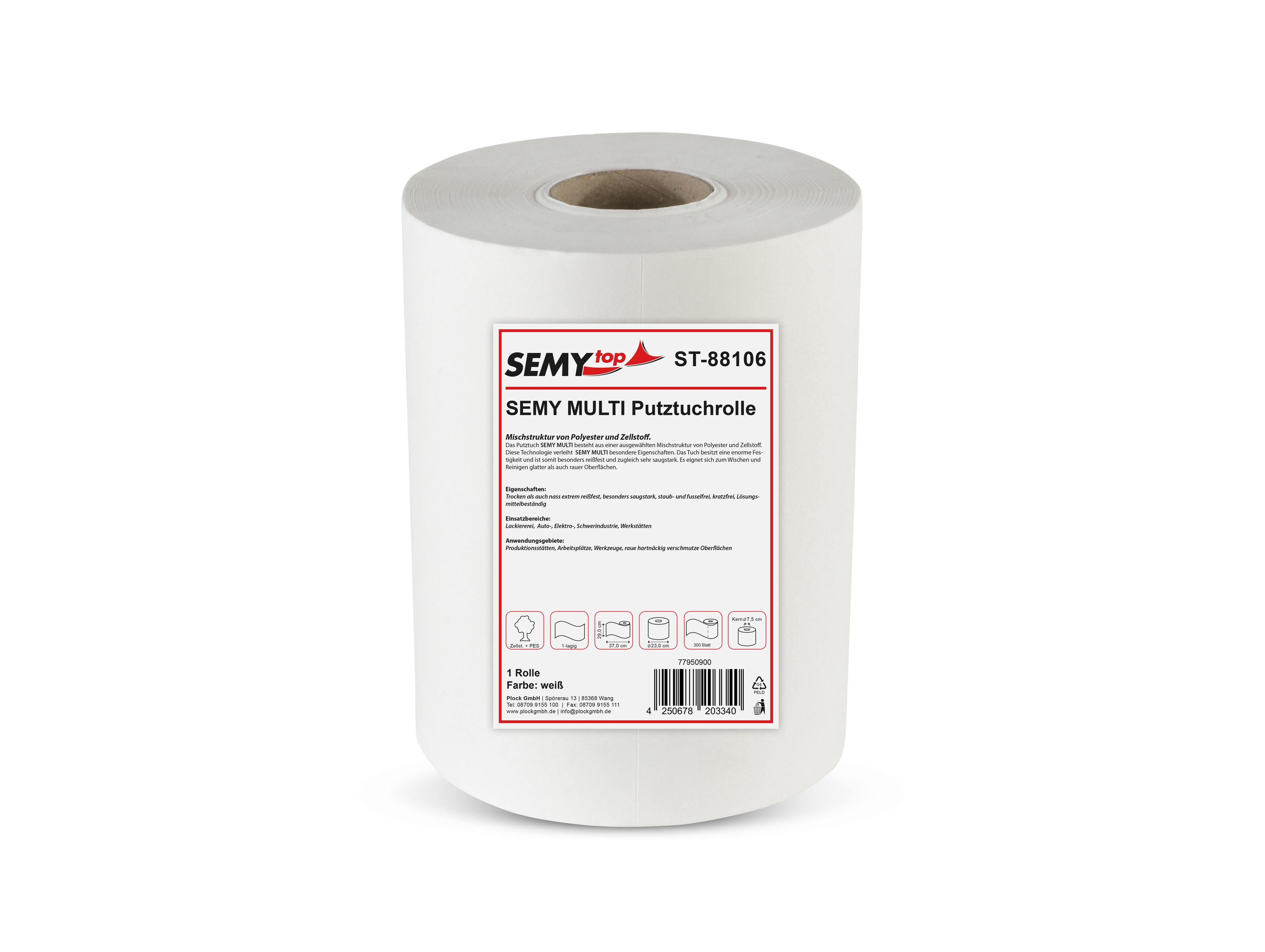 SEMYtop Semy Multi Putztuchrolle 29 cm, weiß 300 Blatt, 1 Rolle