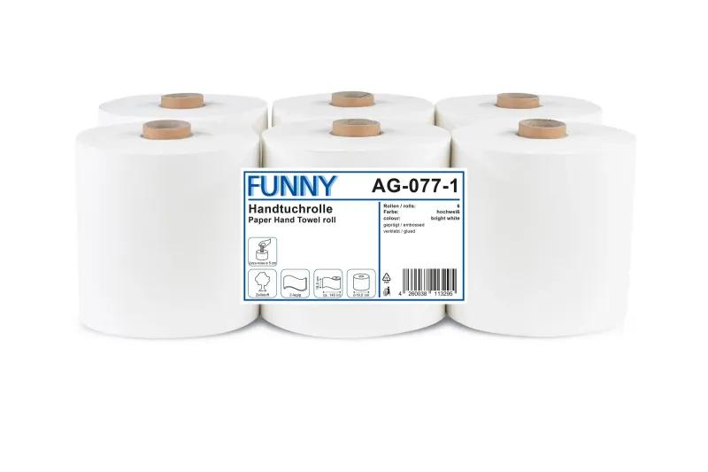 FUNNY Handtuchrolle 19 cm, 2-lagig, hochweiß Zellstoff, 140 m, 6 Rollen