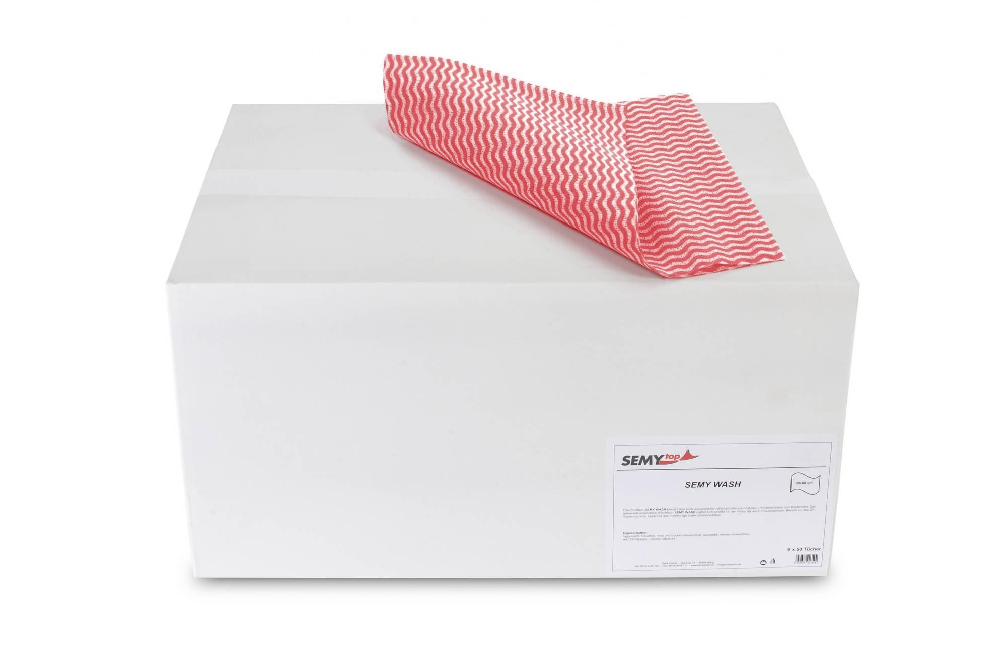 SEMYtop Semy Wash Putztuch rot, 38x60 cm 1/4-Falz, 6x50 Blatt