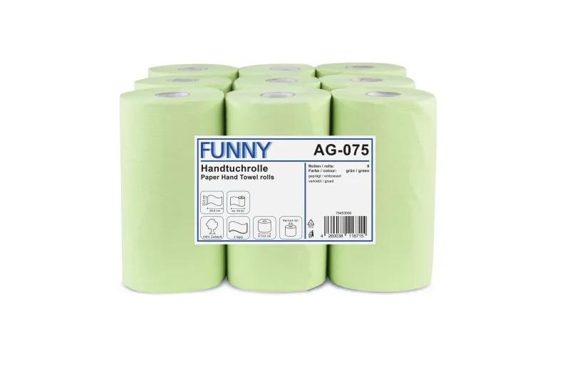 FUNNY Handtuchrolle 23 cm, 2-lagig, grün Zellstoff, Ø 13 cm, 9 Rollen