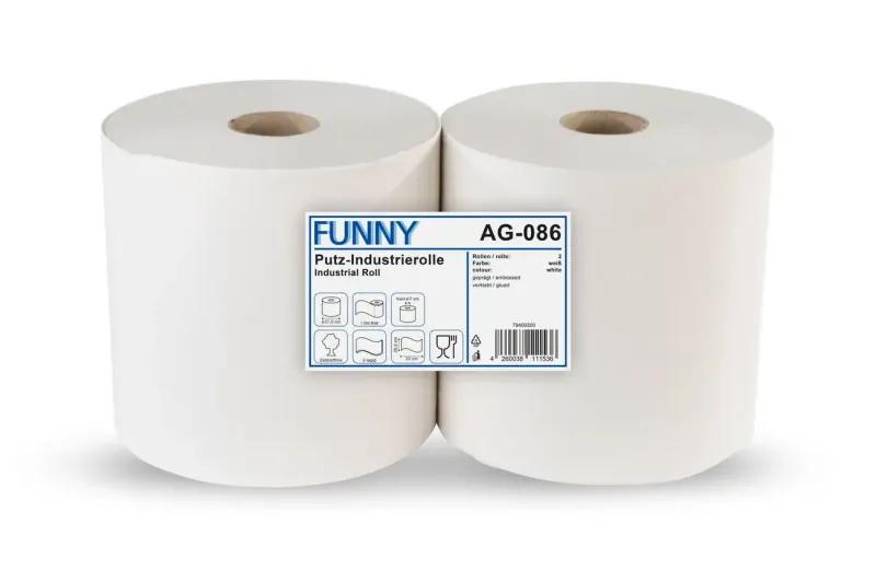 FUNNY Industrierolle 26 cm, 2-lagig, weiß Zellstoffmix, 1.000 Blatt, 2 Rollen
