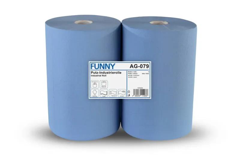 FUNNY Industrierolle 37,5 cm, 3-lagig, recycling blau 500 Blatt, 2 Rollen