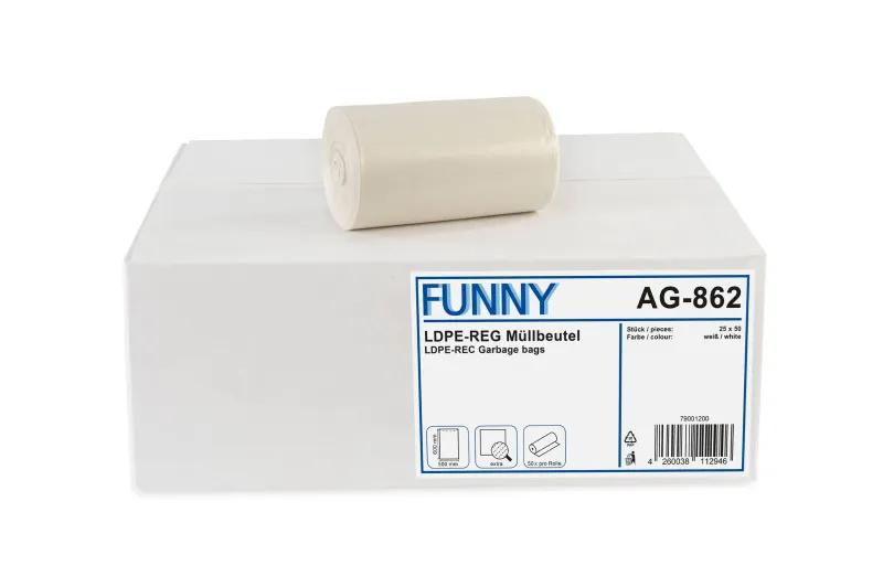 FUNNY LDPE-Regenerat Müllbeutel, weiß extra, ca. 30 l, 500 x 600 mm
