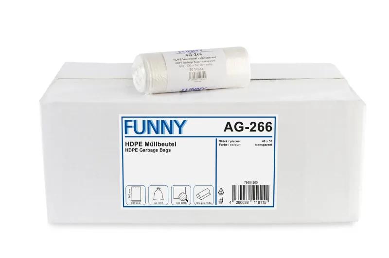 FUNNY HDPE Müllbeutel, extra, natur, 60 l, 630 x 740 mm