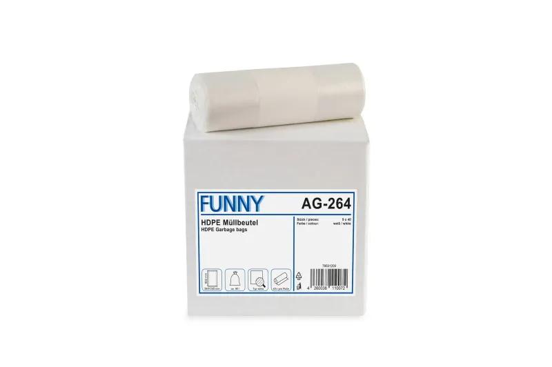 FUNNY HDPE Müllbeutel, extra, weiß, 90 l, 385 + 245 x 850 mm