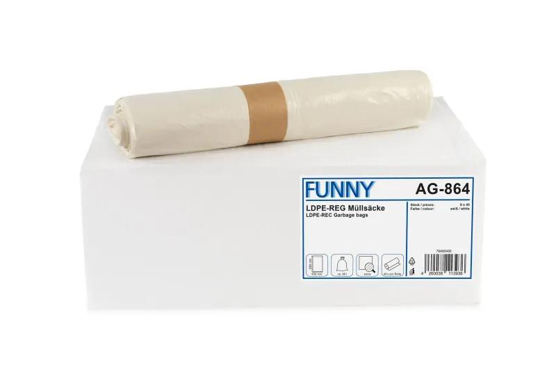 FUNNY LDPE-Regenerat Müllbeutel extra, weiß, 90 l, 630 x 850 mm