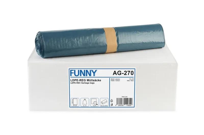 FUNNY LDPE-Regenerat Müllsäcke, blau, Typ 60, 70 l, 575 x 1.000 mm