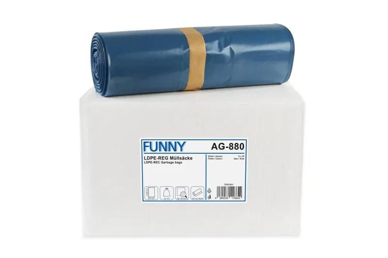 FUNNY LDPE-Regenerat Müllsäcke, blau, Typ 100 extra, 70 l, 575 x 1.000 mm