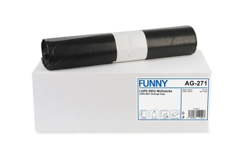 FUNNY LDPE-Regenerat Müllsäcke, grau, Typ 60, 120 l, 700 x 1.100 mm