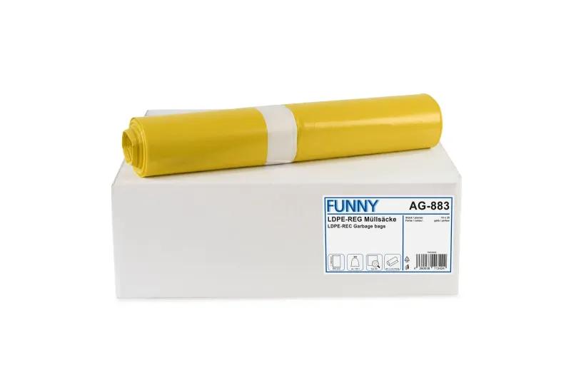 FUNNY LDPE-Regenerat Müllsäcke, gelb, Typ 60, 120 l, 700 x 1.100 mm