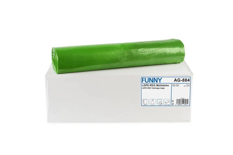 FUNNY LDPE-Regenerat Müllsäcke, grün, Typ 60, 120 l, 700 x 1.100 mm