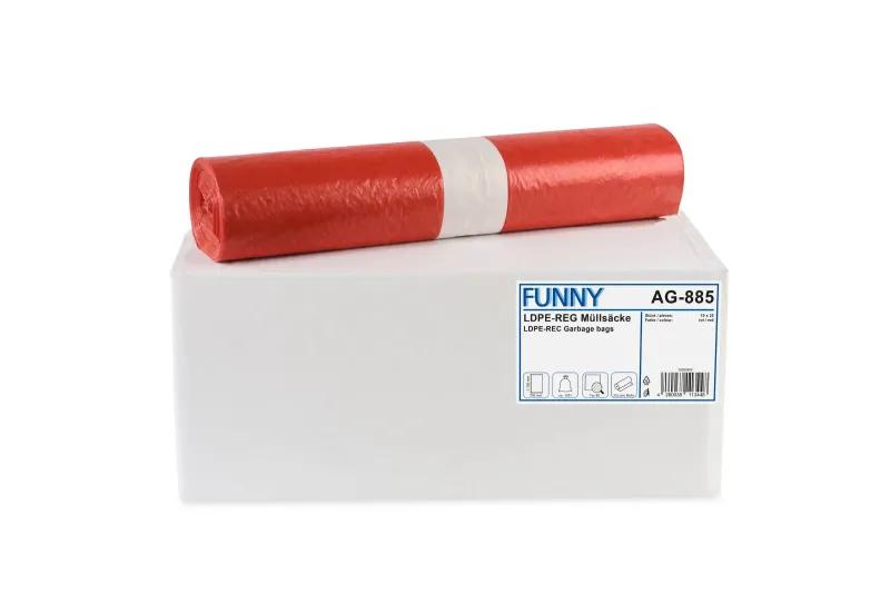 FUNNY LDPE-Regenerat Müllsäcke, rot, Typ 60, 120 l, 700 x 1.100 mm