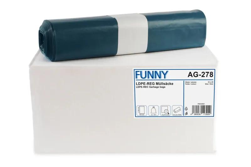 FUNNY LDPE-Regenerat Müllsäcke, blau, Typ 80 extra, 120 l, 700 x 1.100 mm