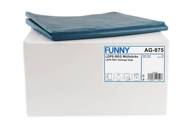 FUNNY LDPE-Regenerat Müllsäcke, blau, lose Typ 80, 240 l, 650+550 x 1.350 mm