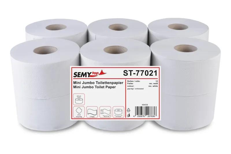 SEMYtop Jumbo-Toilettenpapier, 2-lagig Recycling weiß, Ø 19 cm, 12 Rollen