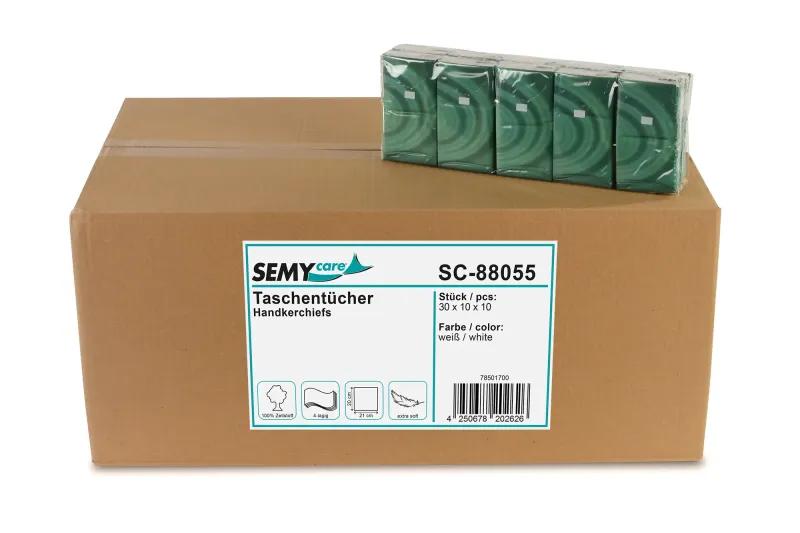 SEMYtop Taschentücher, 4-lagig, Zellstoff hochweiß 30 x 10 Pack á 10 Stück