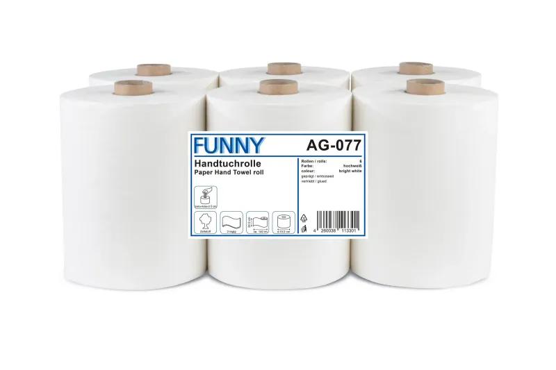 FUNNY Handtuchrolle 24 cm, 2-lagig, hochweiß Zellstoff, 140 m, 6 Rollen