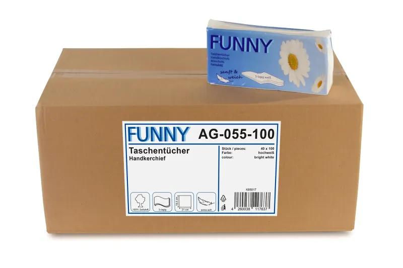 FUNNY Taschentücher, 3-lag, weiß 40 x 100er Pack lose