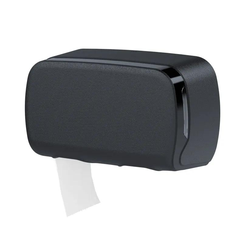 SEMYtop Toilettenpapierspender, für 2 Rollen, schwarz matt für kernloses Toilettenpapier