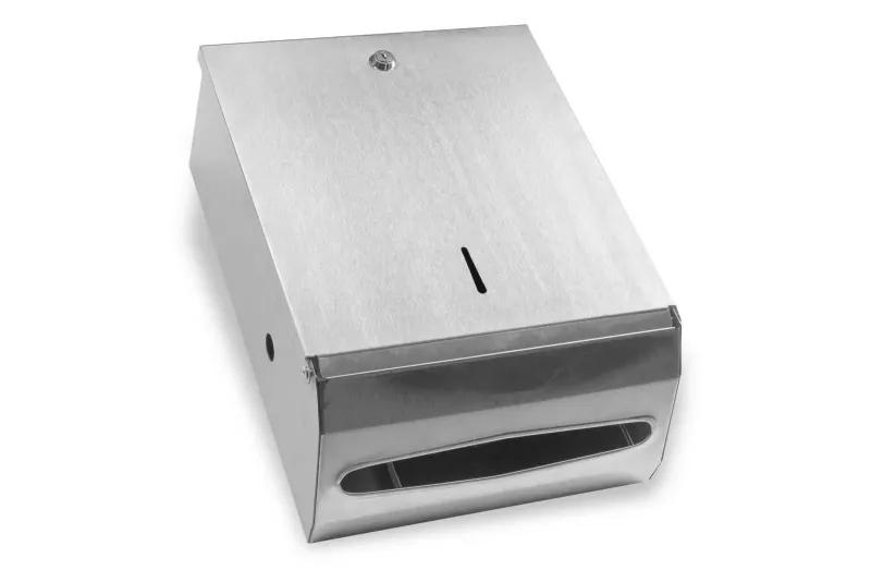 SEMYtop Falthandtuch-Spender, Edelstahl matt 25 x 33 x 12,5 cm für 500 Blatt