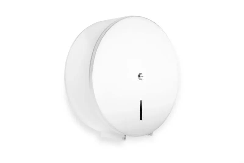 SEMYtop Toilettenpapier-Spender für Jumborollen, weiß Rollen-Ø bis 28 cm, Metall