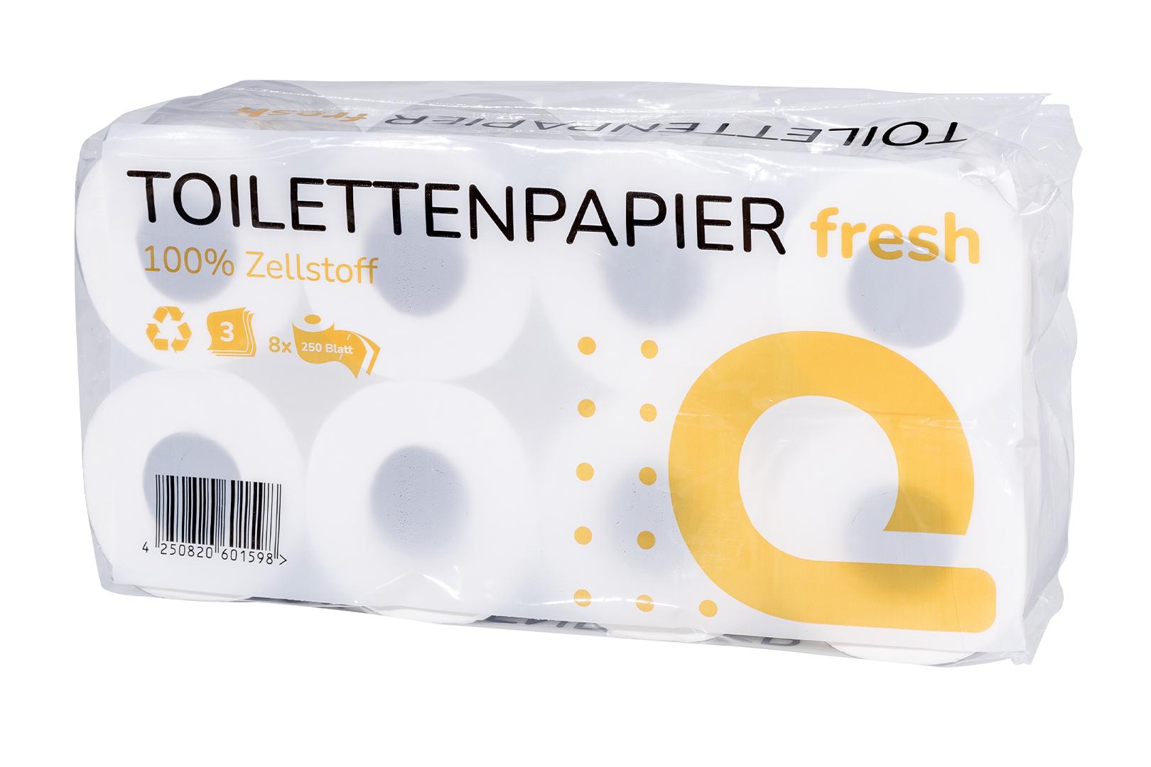 Toilettenpapier Kleinrolle, 2-lagig, 250 Blatt, Recycling