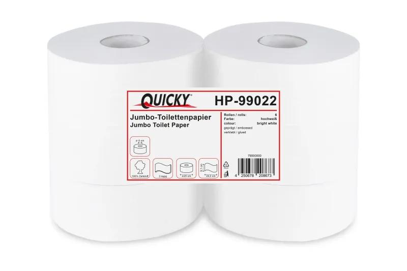 Quicky Jumbo-Toilettenpapier, 2-lagig Zellstoff weiß, Ø 25 cm, 6 Rollen