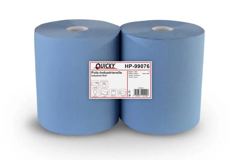 Quicky Industrierolle 33 cm, 2-lagig, recycling blau 1.000 Blatt, 2 Rollen