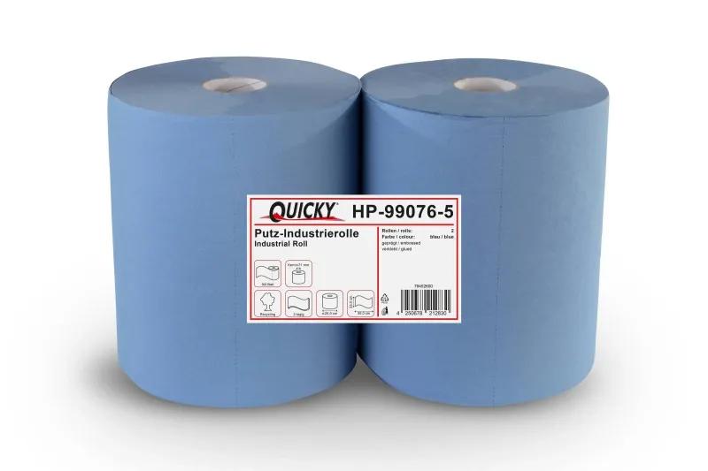 Quicky Industrierolle 33 cm, 2-lagig, recycling blau 500 Blatt, 2 Rollen