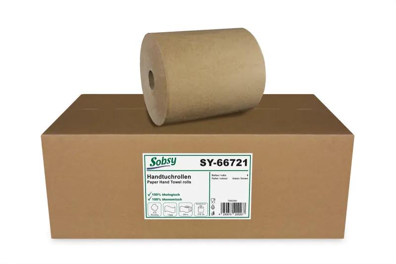 Sobsy Handtuchrolle Autocut 20 cm, 1-lagig, recycling braun, Ø 19 cm, 6 Rollen