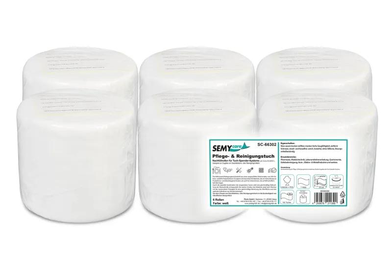 SEMYcare Rolle 24 x 23 cm, 100 Blatt, weiß Nachfüllpack, 6 Rollen