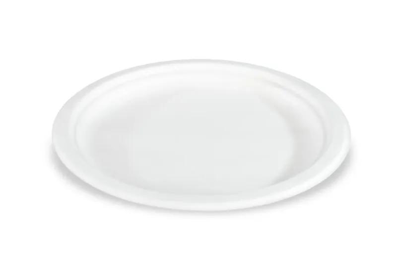 Sobsy Teller aus Zuckerrohr, rund, 23 cm, weiß 10 x 50 Stück