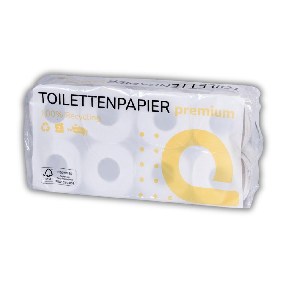 Toilettenpapier Kleinrolle, 2-lagig, 250 Blatt, Recycling
